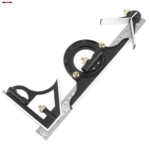 Juego de Reglas de Ángulo de 180 Grados de Acero Inoxidable de 300 mm, Instrumentos de Medición de Nivel para Trabajar la Madera con Regla y Nivel - Product Image 1