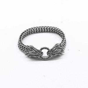 Yunnique Pulsera de cadena con cabeza de dragón de titanio, regalo unisex para parejas, joyería, diseño geométrico - Product Image 5