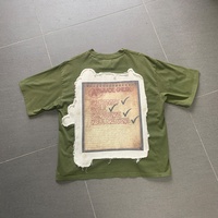 T-shirts personnalisés Vintage Stone Washed Distressed Heavyweight 100% Cotton Boxy Fit Patch DTG Printing T-shirts pour hommes