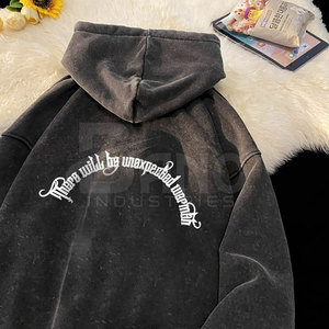Sudaderas con capucha desgastadas para hombre de calidad premium Nuevo diseño 100% algodón Logotipo personalizable para la temporada de otoño - Product Image 3