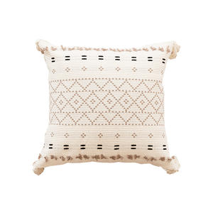 Cojín decorativo cuadrado con borlas extraíbles para sofá nórdico Hemu, con relleno, 100% fibra de poliéster, diseño geométrico - Product Image 5