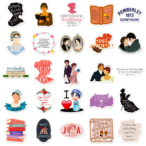 50 autocollants esthétiques avec citations de romans de célèbres écrivaines britanniques, y compris Jane Austen - Product Image 6