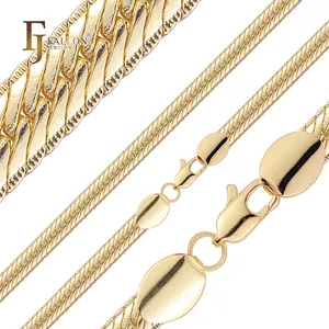 مجوهرات عصرية FJ Fallon واسعة من ثعبان سيربنتين سلسلة ربط مطلية بالذهب عيار 14 من النحاس الأصفر