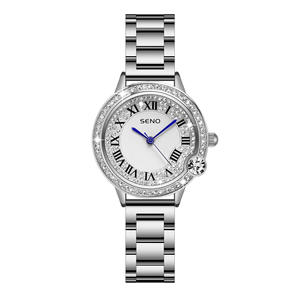 Reloj de Cuarzo para Mujer Seno, Correa de Acero Inoxidable Color Oro Rosa, Esfera Analógica, Resistente al Agua 3Bar, Caja con Cristales de Moda, Cierre Oculto - Product Image 6