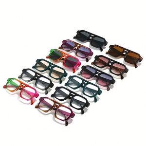 Gafas de Sol Retro 2025 con Logotipo Personalizado, Estilo Punk para Hombre y Mujer, Protección UV400, Lentes Degradadas, Doble Puente, Cuadradas - Product Image 4