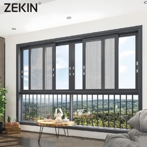 ZEKIN Double Glazed Thermal Break Aluminium Glass Sliding Windows Soundproof Security for House <b>Magnetic</b> <b>Screen</b> Aluminum Alloy - Product Image 1