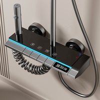 Mélangeur de bain Piano Ensemble de douche Lumière LED Affichage numérique 4 fonctions Système de pluie Raccords de salle de bain Pomme de douche avec jet