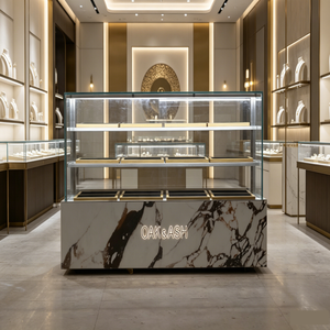 Vitrine à bijoux en verre sur mesure haut de gamme avec écran LED, étanche, portable, étagère flottante pour magasins de détail et centres commerciaux - Product Image 1