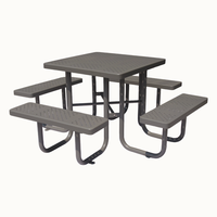 Table de pique-nique carrée perforée en acier publique pour l'extérieur, école, restaurant, jardin, patio, table à manger en métal