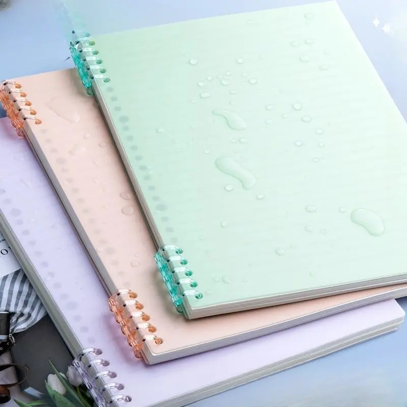 5-hole ring loose leaf binding ring removable coil book pp pvc waterproof cover A5 Linear grid blank notebook