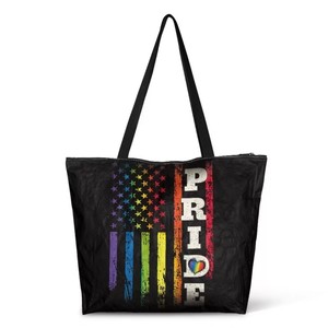 Dropship POD Dupont Paper Tote Bag for Women Sac à bandoulière pliable résistant à la déchirure LGBT Pride Rainbow Flag Stylish Handbag - Product Image 1