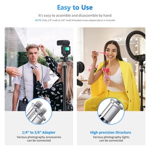 <span class=keywords><strong>Neewer</strong></span> <span class=keywords><strong>2</strong></span>/3 Pièces Standard 1/4 3/8 Métal Mâle Convertisseur Vis Filetée Adaptateur Spigot Stud Caméra Accessoires pour Studio Light - Product Image 6