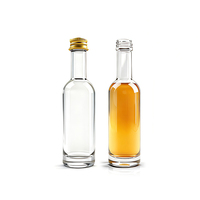 Bouteille en verre ronde de 50 ml, petite, vide, pour vin, brandy, vodka, tequila, de haute qualité, avec bouchon, échantillon gratuit