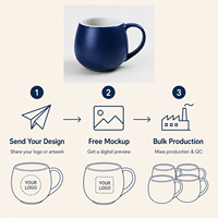 Mug en porcelaine Bulbous 430ml, finition mate bleu marine et blanc, 8 couleurs, logo personnalisable, gravure, grande capacité, design sublime, cadeau d'affaires