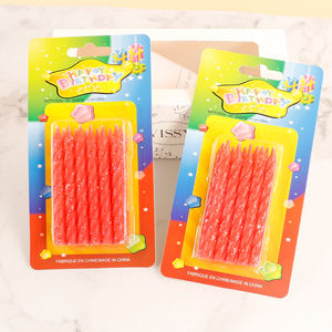 Горячая распродажа: 10 шт. красных свечей-спиралей с блестками для украшения торта, аксессуары для дня рождения - Product Image 5