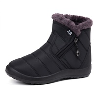Nouvelles Bottes de Neige Mi-Montantes Décontractées pour Femme Hiver 2025, en Tissu Imperméable, Grande Taille, à Bout Rond, avec Fermeture Éclair et Doublure Polaire