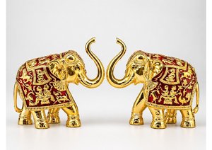 Handcrafted Silver Plated <b>Elephant</b> Pair Vastu Home <b>Decor</b> Lucky <b>Elephant</b> Statue Feng Shui Gift Wedding Tabletop Figures Office - Product Image 2