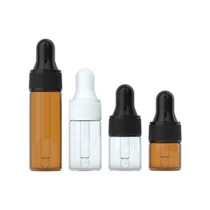 Mini frascos amostra de vidro âmbar transparente, garrafa de vidro para óleo essencial, 1ml/2ml/3ml/5ml