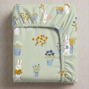 Drap-housse en Lyocell 40S naturellement frais et respirant, doux pour la peau, motif lapin de dessin animé pour enfants, literie domestique 215TC Pinedream pour la vente en gros - Product Image 1