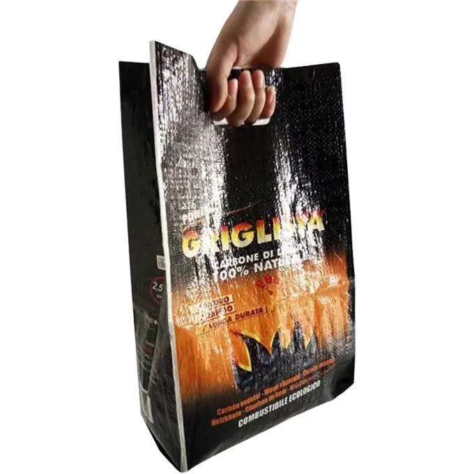 laminated pp woven lump charcoal coconut charcoal packaging 5kg bag with custom logos printing