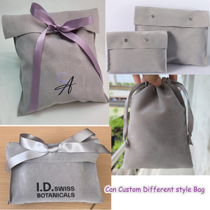 Sacs en velours recyclables en gros, 9x12cm, 7x16cm, 8x12cm, avec logo personnalisé, sacs à cordon pour l'emballage de bijoux et de cosmétiques - Product Image 4