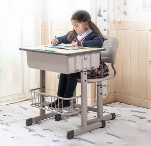 Bureau et chaise d'école en plastique réglables en hauteur modernes, meubles de bureau d'école pour élèves du primaire - Product Image 6