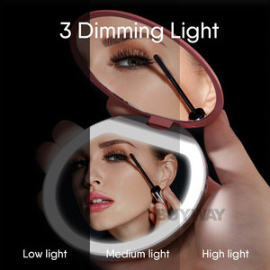 Vente en gros OEM miroir cosmétique LED portable sac à main <span class=keywords><strong>compact</strong></span> lumières pour voyage petite vanité pliable miroir de poche privé - Product Image 4