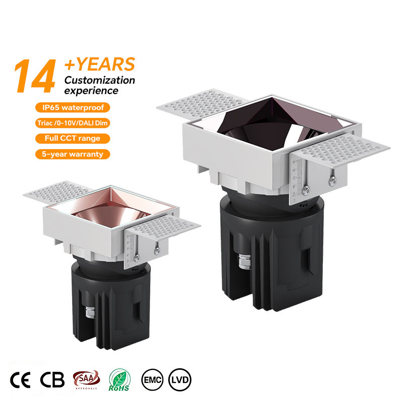 Custom 3inch Downlights Modern Aluminum Recessed LED Down Lights 15w Square Single Head Trimless IP65 Waterproof Downlights