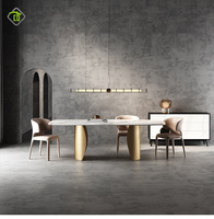 Ensemble complet de luxe minimaliste table à manger avec dessus en ardoise 4 6 8 10 chaises table à manger et chaises