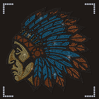 Personnalisé Bling Indien Homme Hotfix Strass Transferts De Chaleur Conceptions Fer Sur Appliques Motifs En Gros