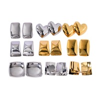 Oorbellen van roestvrij staal, vierkant, geometrisch, met rivet-studs, verkleuringsvrij, luxe statement sieraden voor vrouwen
