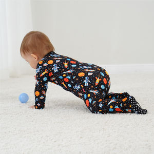 Combinaison personnalisée pour garçon à manches longues, tenue zippée pour bébé, vêtements en bambou pour tout-petit, grenouillère en bambou pour bébé, vente en gros de vêtements pour bébé - Product Image 4