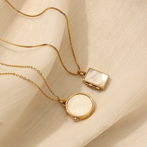 Medaglione collana libro donne bianco conchiglia collana commemorativa foto foto collana medaglione gioielli di moda - Product Image 1