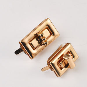Rectangular Metal Twist Lock Rose Gold Polished <b>Hardware</b> Accessory For Bags Handbags - Product Image 1