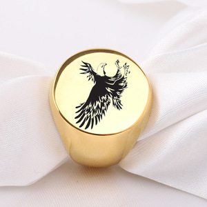 Bague Aigle 22MM en acier inoxydable, ronde, gravée au laser, bijou pour homme, cadeau - Product Image 4
