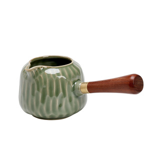 Tasse de justice en céladon de la forge Yue, glaçure verte bambou, avec poignée latérale, récipient de service à thé, ensemble de thé Kung Fu, porcelaine Dehua - Product Image 5