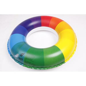 Children's Swimming Ring Rainbow <b>Float</b> 60-90cm Thickened PVC <b>Inflatable</b> Life Ring For Water Sports - Product Image 3