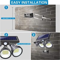 Lampe murale solaire à trois têtes de style abstrait, haute luminosité, télécommandée, à détection humaine, étanche, pour jardin