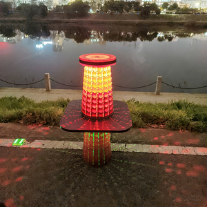 Sgabello Telescopico Pieghevole Portatile Arcobaleno con LED Luminoso, Sedia Ultraleggera Retrattile per Campeggio, Escursionismo, Giardino e Pesca - Product Image 2
