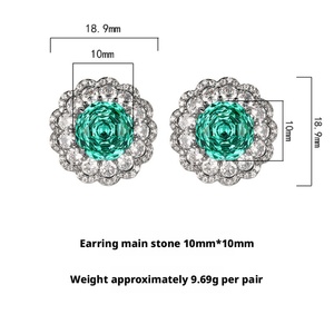 Exquisitos Pendientes de Flor de Latón Ecológico con Zirconia Verde de 10*10mm, Estilo Vintage, Unisex, Regalo Encantador - Product Image 2
