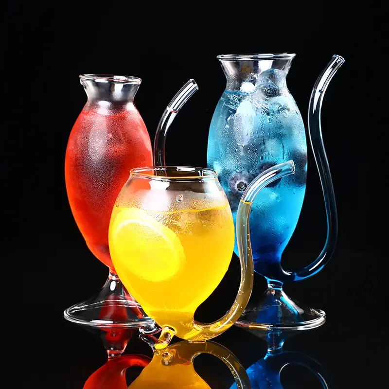 Creative transparent glass vampire wine glass comes with a straw cup juice cup squirrel cup
