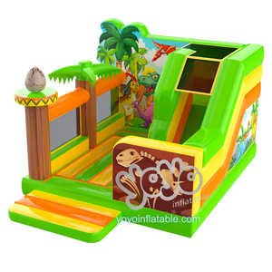 Casa Inflable Combinada con Diseño de Dinosaurios, Área de Salto con Estampados de T-Rex, Tobogán, PVC No Tóxico, para Fiestas de Cumpleaños en el Patio Trasero - Product Image 1