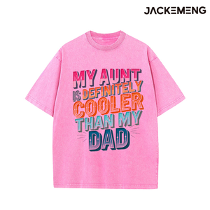 Camiseta Oversize de Algodón Lavado <span class=keywords><strong>con</strong></span> Estampado '<span class=keywords><strong>Mi</strong></span> Tía es Genial', Estilo Retro Streetwear, para Uso Diario Casual, Venta al por Mayor desde Almacén de EE. UU. - Product Image 5