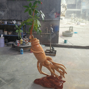 Sculpture en fibre de verre de ginseng simulé, grande décoration de plante artisanalette à poser au sol pour extérieur - Product Image 5