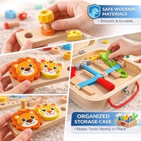 Jouets en bois Montessori Kit d'assemblage d'animaux Jeu de construction interactif amusant parent-enfant pour enfants
