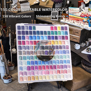 Giorgione Portable 150 Colors Watercolor <b>Paint</b> 24x24cm Canvas Small Grid Capacity Pearlescent Metallic for/ Art Painting - Product Image 2