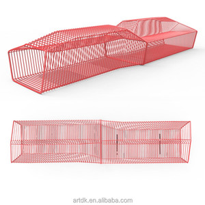 Banc en treillis métallique géométrique Y703A, sculpture extérieure publique moderne en <span class=keywords><strong>fil</strong></span> métallique creux, siège minimaliste, mobilier architectural - Product Image 1