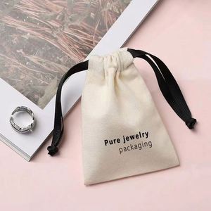 High Quality Cotton <b>Canvas</b> Gift Packaging Dust <b>Bag</b> Custom Natural Cotton <b>Drawstring</b> Jewelry Cosmetic Pouch - Product Image 2