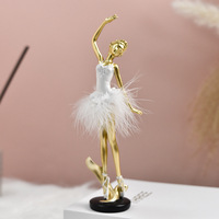 Figurine en résine de ballerine mignonne de style nordique de luxe léger, décoration artistique créative pour chambre, hôtels, cadeau d'anniversaire