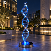 Sculpture ADN en acier inoxydable illuminée, finition miroir, art scientifique personnalisé pour la décoration paysagère des places, hôtels, centres d'art et campus